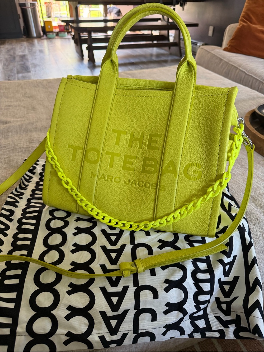 Marc Jacobs The Tote Bag in Rare Neon Yellow Limoncello color - Medium Tote Bag